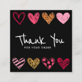 mooi zwart hart bedankt dat je het hebt opgenomen vierkante visitekaartje (Voorkant)