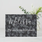 Mooi zwart marmer bruidsmeisje voorstel kaart (Staand voorkant)
