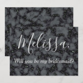 Mooi zwart marmer bruidsmeisje voorstel kaart (Voorkant / Achterkant)