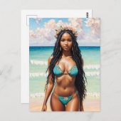 Mooi zwart meisje in bikini kunst briefkaart (Voorkant / Achterkant)