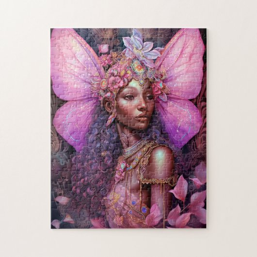 Mooi zwart meisje met fantasy Art Legpuzzel (Verticaal)