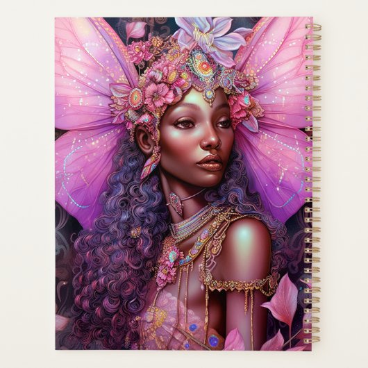 Mooi zwart meisje met fantasy Art Planner (Achterkant)