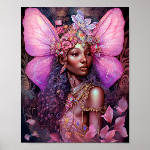 Mooi zwart meisje met fantasy Art Poster