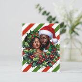 Mooi zwart paar Holly kerstkrans kunst Bedankkaart (Staand voorkant)