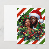 Mooi zwart paar Holly kerstkrans kunst Bedankkaart (Voorkant / Achterkant)