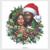 Mooi zwart paar Holly kerstkrans kunst Sticker (Vel)