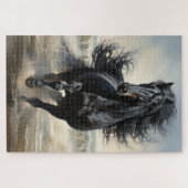 Mooi zwart paard legpuzzel (Horizontaal)