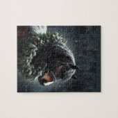 Mooi zwart paard met krans dier legpuzzel (Horizontaal)