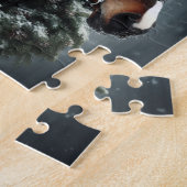 Mooi zwart paard met krans dier legpuzzel (Zijkant)