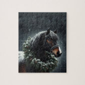 Mooi zwart paard met krans dier legpuzzel (Verticaal)