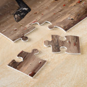 Mooi zwart paard olieverfschilderij legpuzzel (Zijkant)