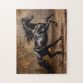 Mooi zwart paard olieverfschilderij legpuzzel (Verticaal)