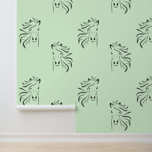 Mooi zwart paard ontwerp behang