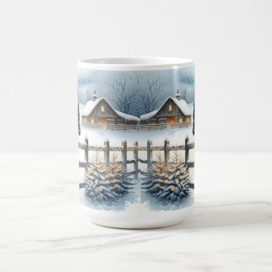 Mooi zwart paard op een kerst Boerderij Koffiemok (Center)