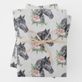 Mooi zwart paardenhoofd portret Waterverf Wra Inpakpapier Vel (In situ)