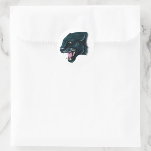 Mooi zwart panter ronde sticker (Tas)