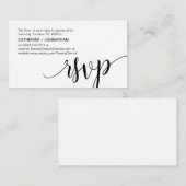 Mooi zwart script, RSVP reageert Informatiekaartje (Voorkant / Achterkant)