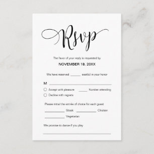 Mooi zwart script, RSVP, reageren Informatiekaartje