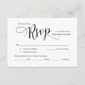 Mooi zwart script, RSVP, reageren Informatiekaartje (Voorkant)