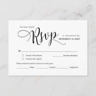 Mooi zwart script, RSVP, reageren Informatiekaartje