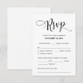 Mooi zwart script, RSVP, reageren Informatiekaartje (Voorkant / Achterkant)