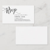 Mooi zwart script, RSVP reageren Informatiekaartje (Voorkant / Achterkant)