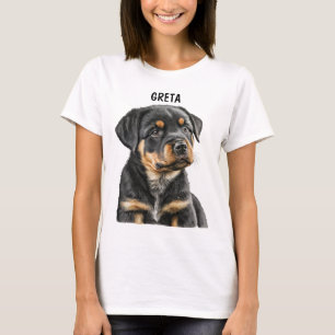MOOI ZWART & TAN ROTTWEILER HONDENGEZICHT T-SHIRT