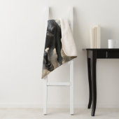 Mooi zwart volbloed paard sherpa deken (In situ)