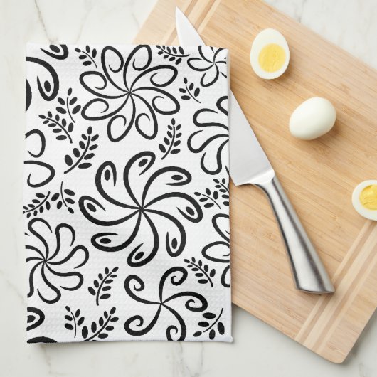Mooi zwart-wit badlaken theedoek (Quarter Fold)