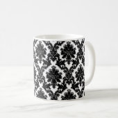 Mooi zwart-wit Damask-patroon Koffiemok (Voorkant rechts)