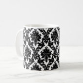 Mooi zwart-wit Damask-patroon Koffiemok (Voorkant links)