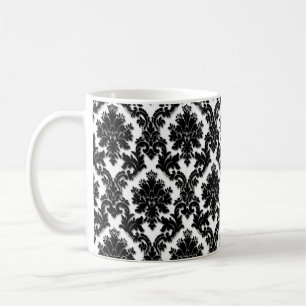 Mooi zwart-wit Damask-patroon Koffiemok
