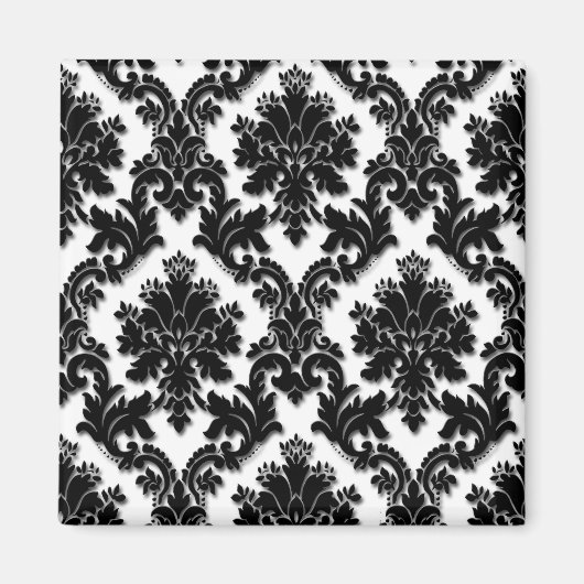 Mooi zwart-wit Damask-patroon Magneet (Voorkant)
