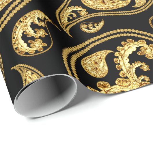Mooi zwart-wit en gouden patroonpatroon cadeaupapier (Rol Hoek)
