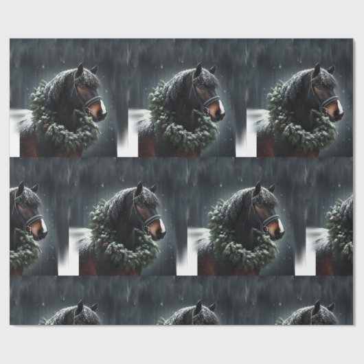 Mooi zwart wit paard ruitersport dier liefde cadeaupapier (Vlak)