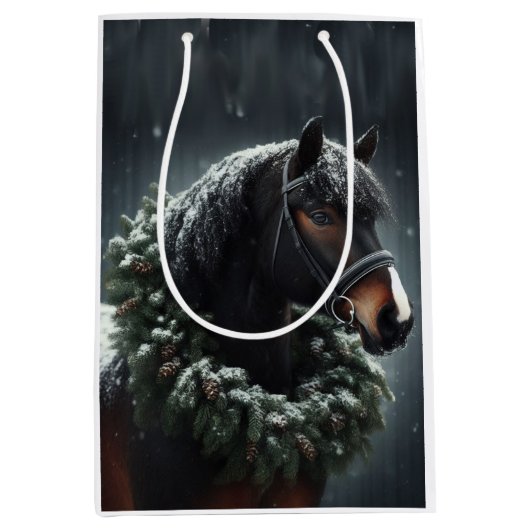 Mooi zwart wit paard ruitersport dier liefde medium cadeauzakje (Voorkant)