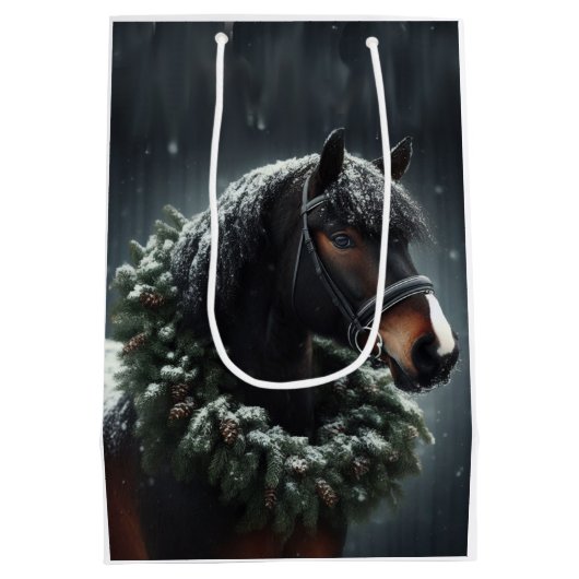 Mooi zwart wit paard ruitersport dier liefde medium cadeauzakje (Achterkant)