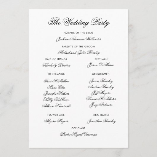 Mooi zwart-wit platte programma programmakaart (Achterkant)