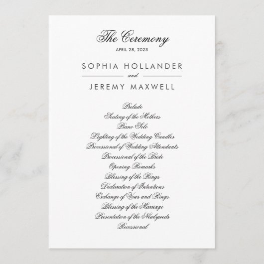 Mooi zwart-wit platte programma programmakaart (Voorkant)