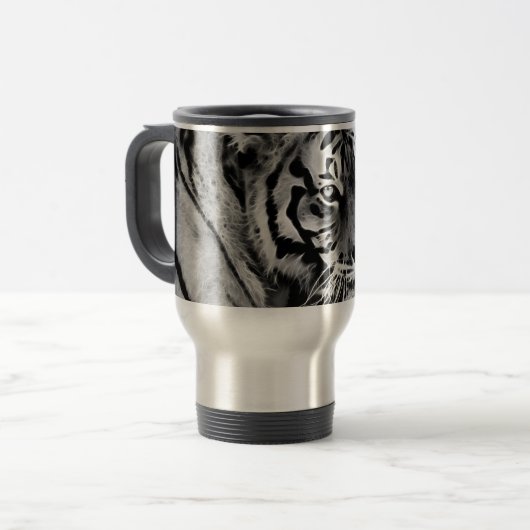 Mooi zwart-wit Tiger-Afrika Reisbeker (Voorkant links)