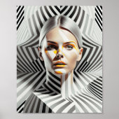 Mooi zwart-wit Vrouw kunstportret Poster (Voorkant)