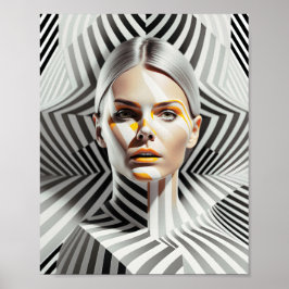 Mooi zwart-wit Vrouw kunstportret Poster