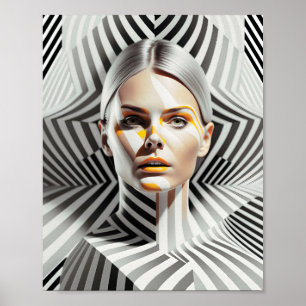 Mooi zwart-wit Vrouw kunstportret Poster