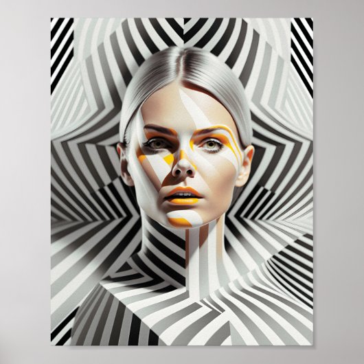 Mooi zwart-wit Vrouw kunstportret Poster (Voorkant)