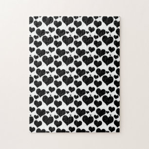 Mooi zwarte harten op wit voor je Valentijn Legpuzzel