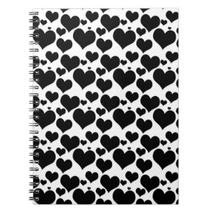 Mooi zwarte harten op wit voor je Valentijn Notitieboek