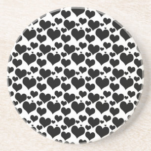 Mooi zwarte harten op wit voor je Valentijn Zandsteen Onderzetter