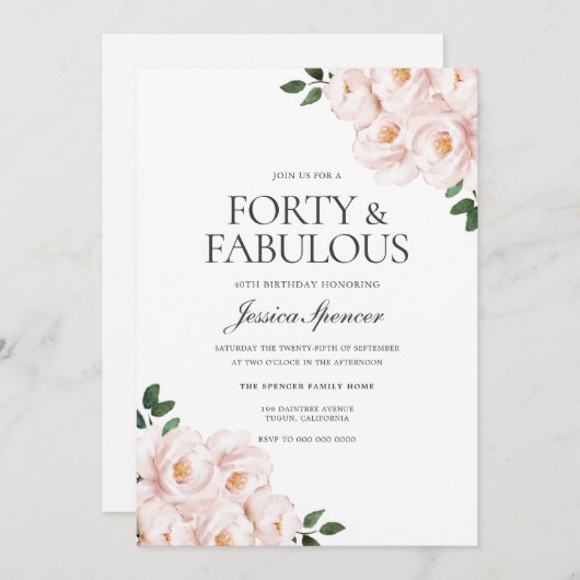 MooiBlush roze elegant 40e verjaardag Kaart (Voorkant / Achterkant)