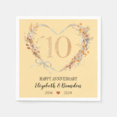 Mooie 10e Jubileum bruiloft servetten (Voorkant)