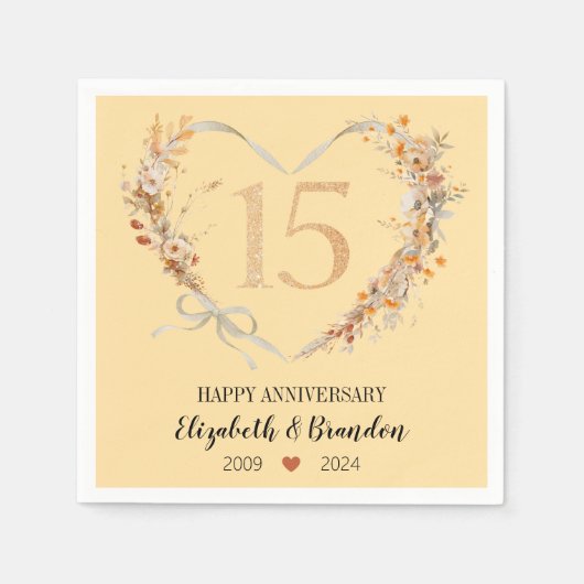 Mooie 15e Jubileum bruiloft servetten (Voorkant)